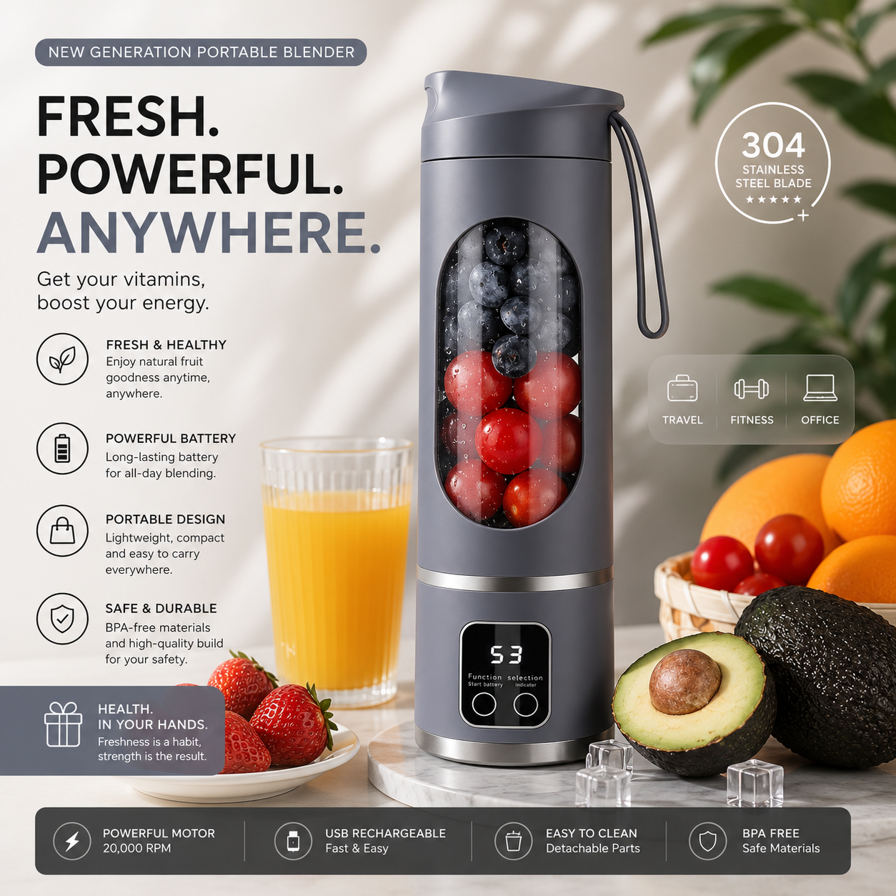 Portable Blender - Fresh. Powerful. Anywhere.